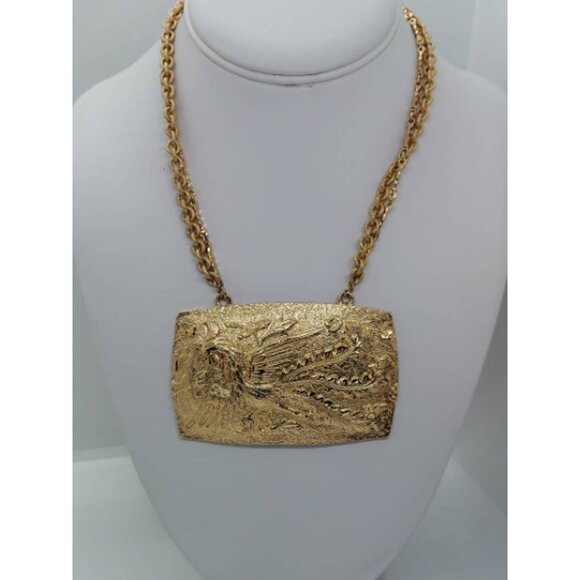 Napier Bird of paradise necklace Art nouveau peacock statement necklace Book - Picture 3 of 9